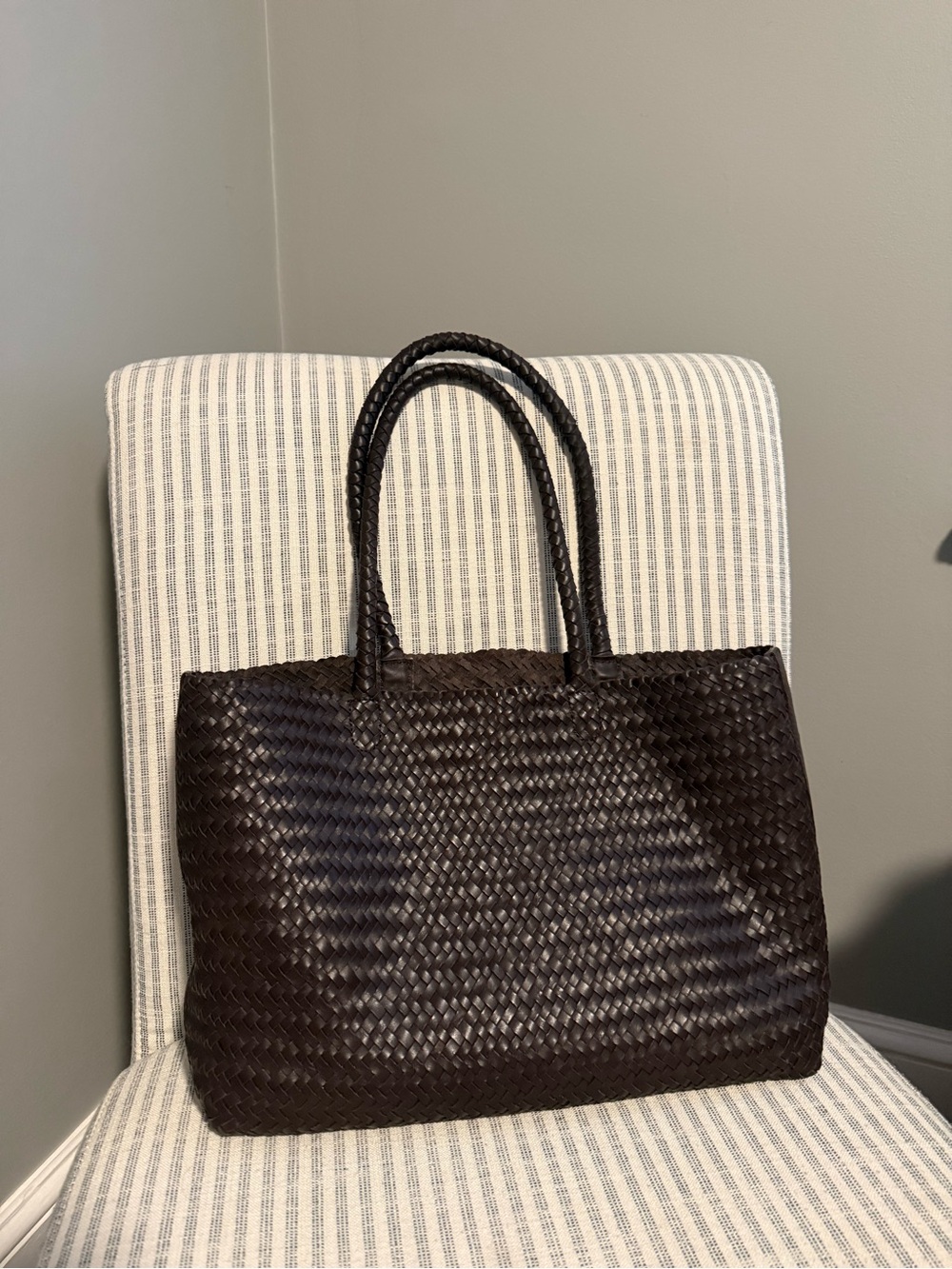 Madewell NWOT Woven Leather Tote Bag in Coffee Brown